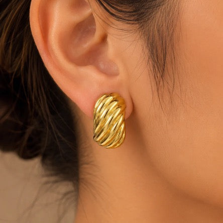 Twisted Gold Hoop Earrings