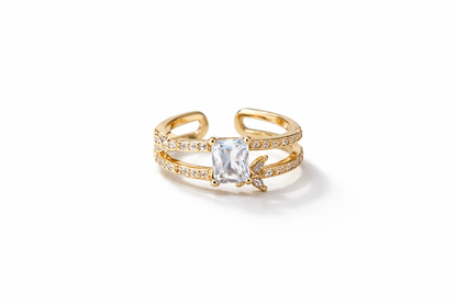 White Diamond Cut Hoop Ring