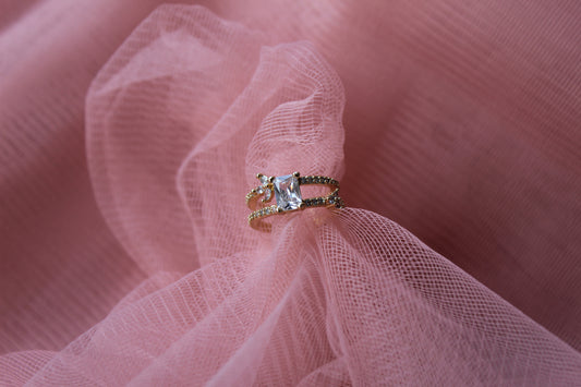 White Diamond Cut Hoop Ring